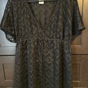 Black Crochet Cover-Up Dress